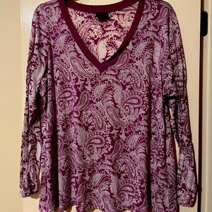 TORRID Sheer lavender paisley shirt